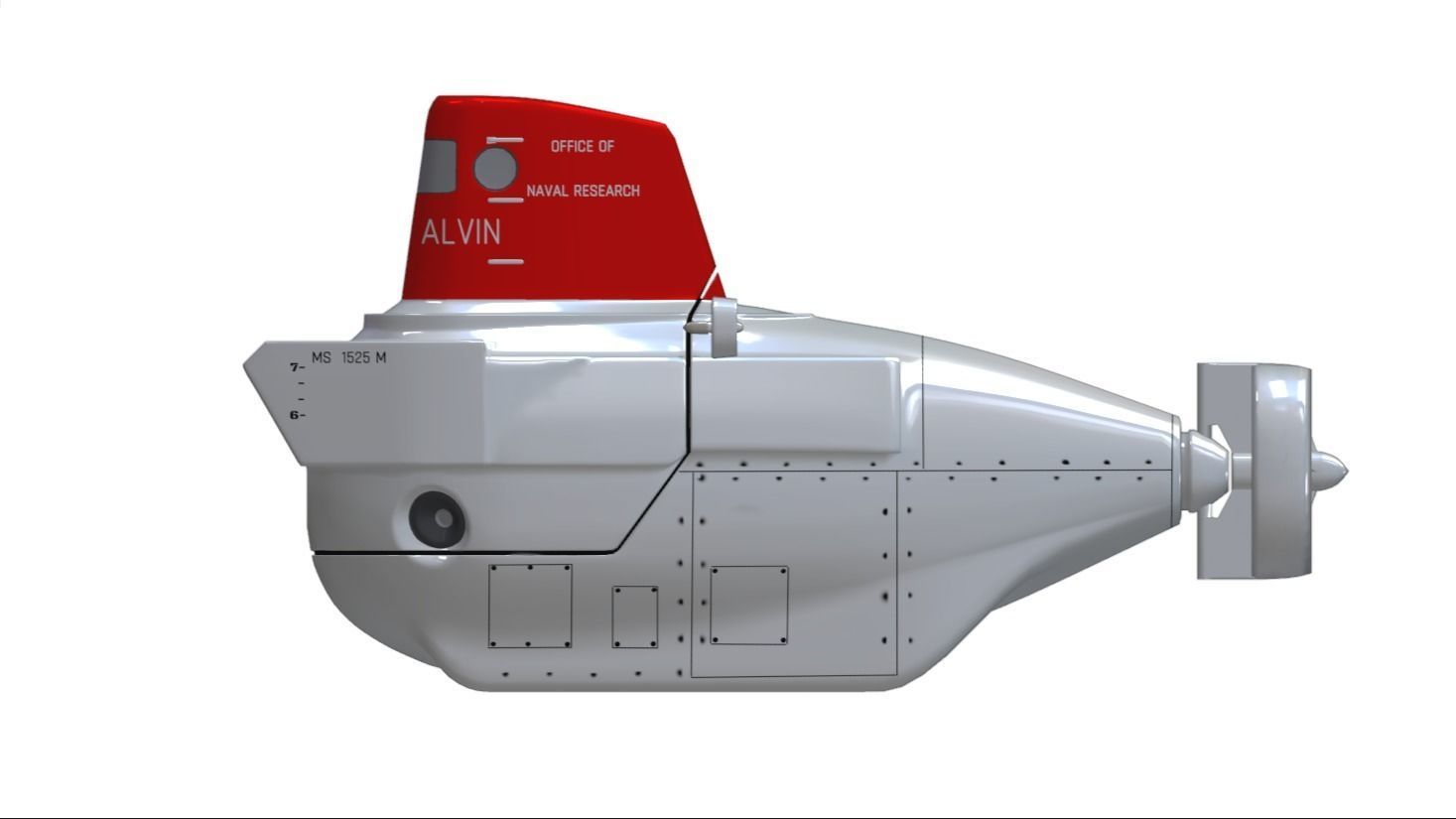 Alvin submarine Low-poly 3D model_16