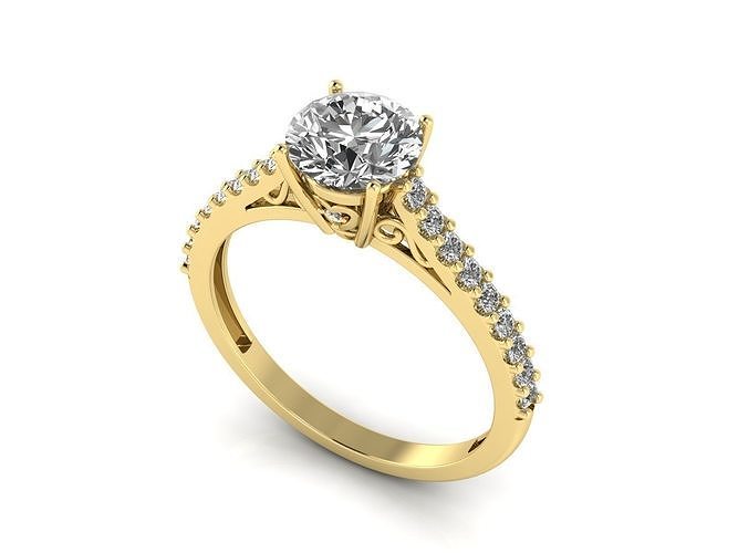 3DTN20-10001R diamond engagement ring gold 3D model
