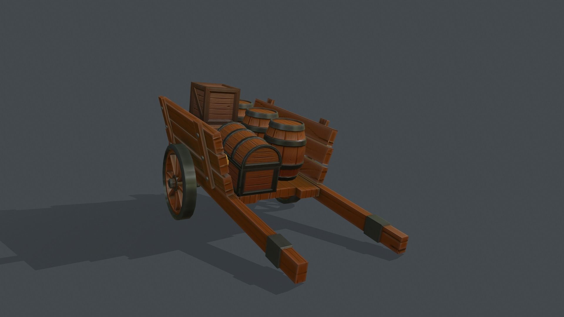Stylized Medieval Caravan set Low-poly 3D model_4