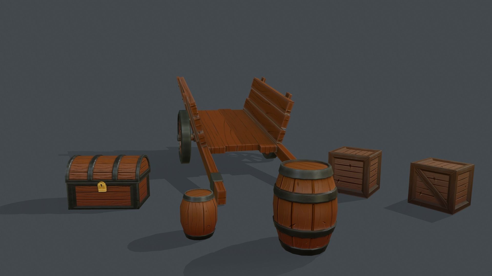 Stylized Medieval Caravan set Low-poly 3D model_5