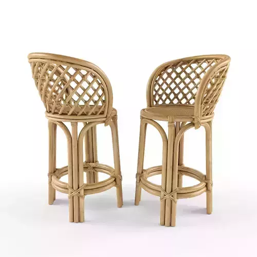 Keilani Rattan Counter Stool 3D model