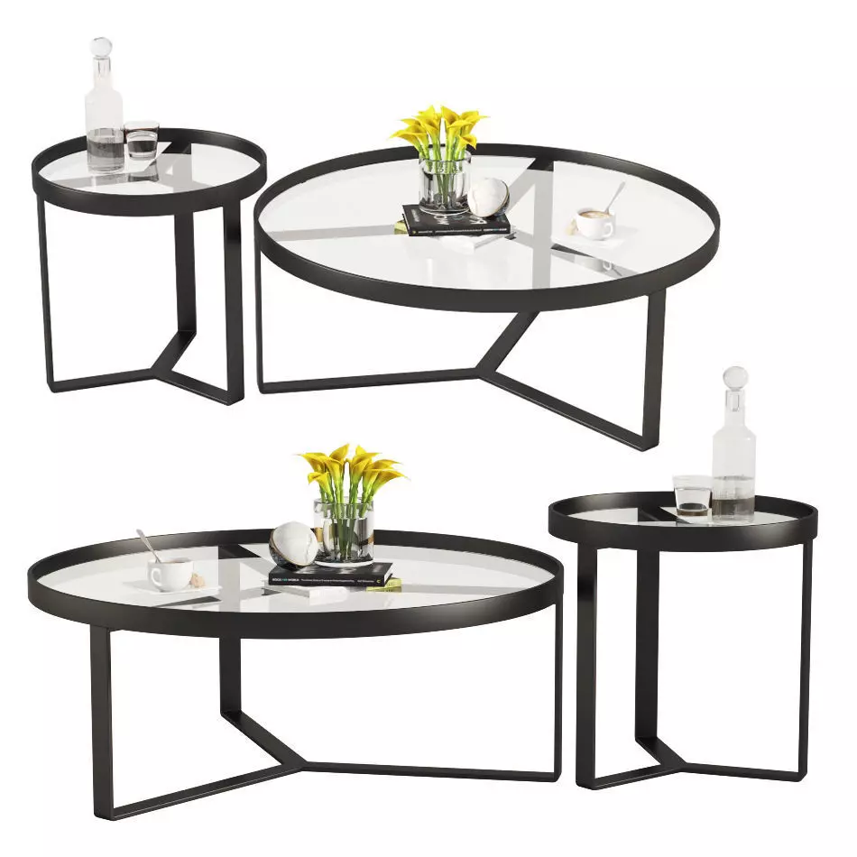 Aula Coffee Table Side Table Black and Gray 3D model_0
