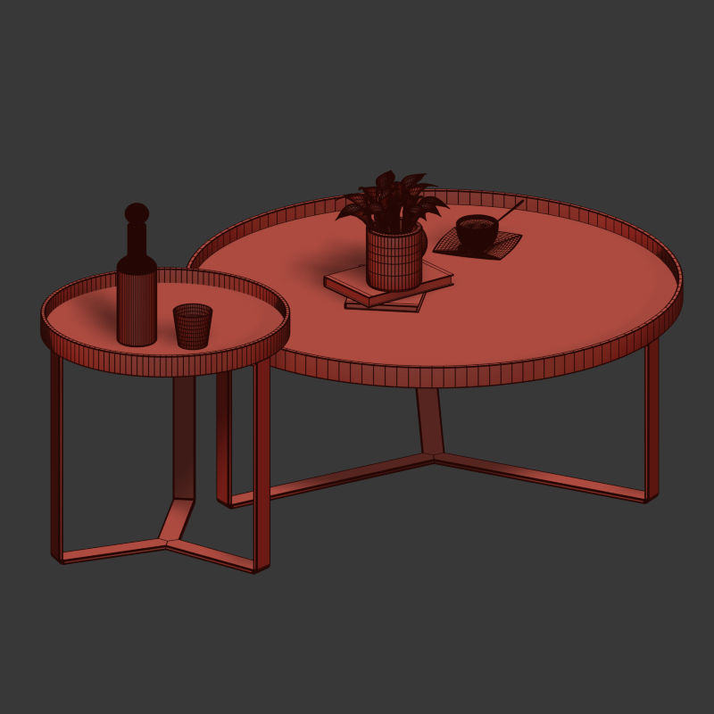 Aula Coffee Table Side Table Black and Gray 3D model_4