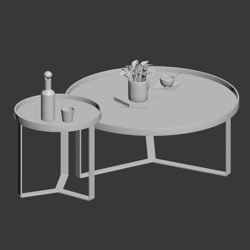 Aula Coffee Table Side Table Black and Gray 3D model_1
