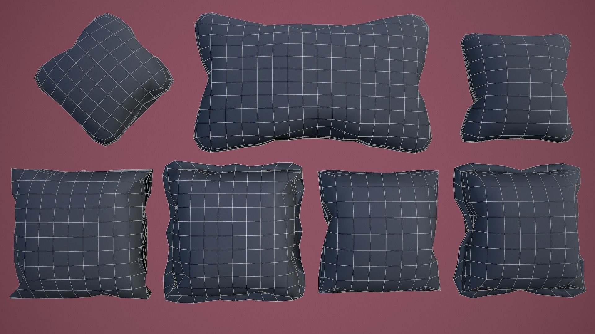35 Game Ready Cushions Low-poly 3D model_19