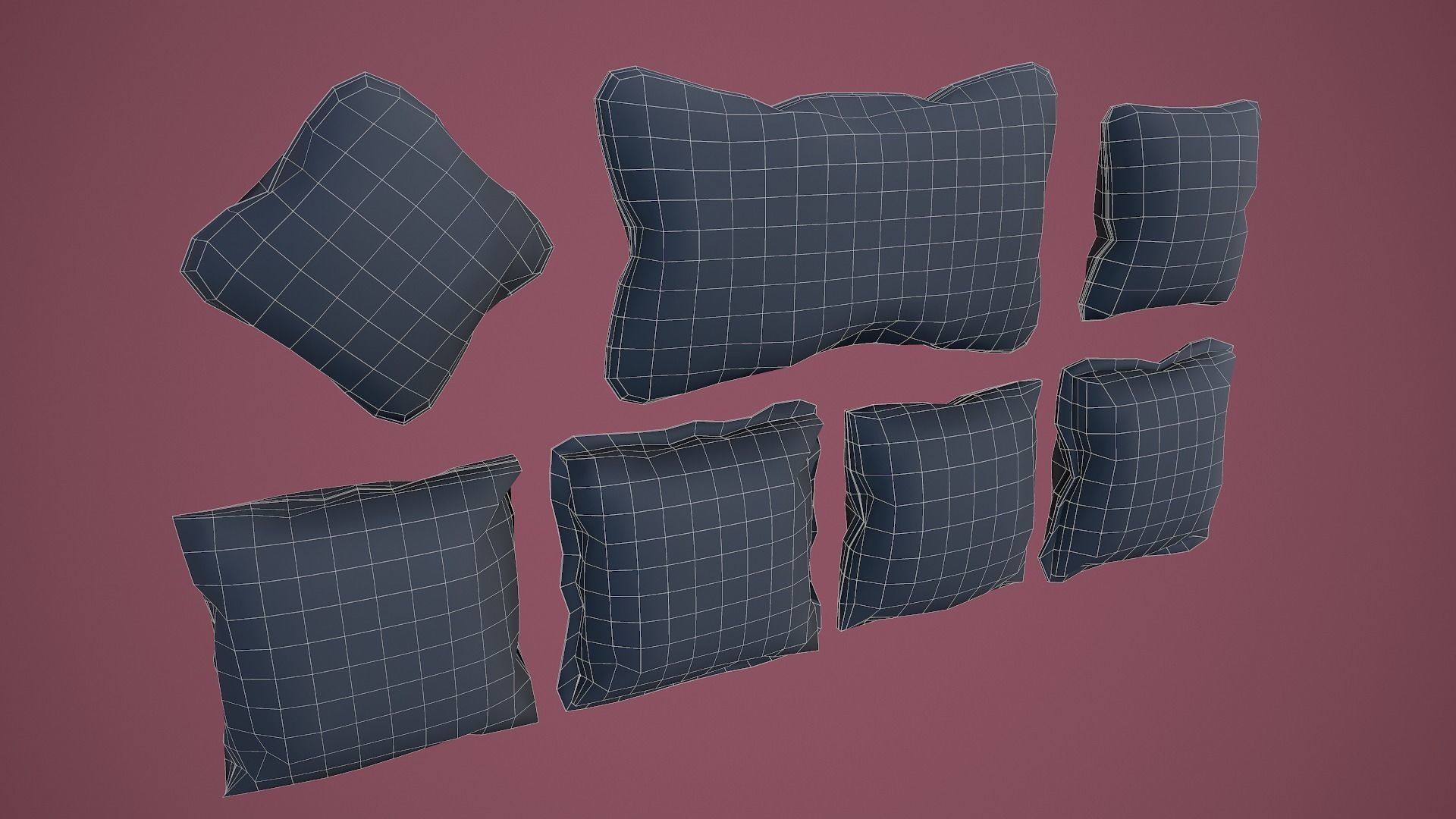 35 Game Ready Cushions Low-poly 3D model_20