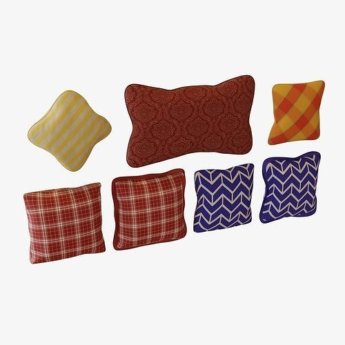 35 Game Ready Cushions Low-poly 3D model