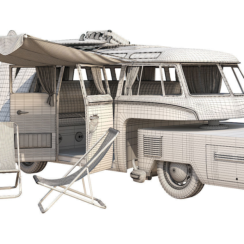 Volkswagen Camper T1 Surfing  3D model_4