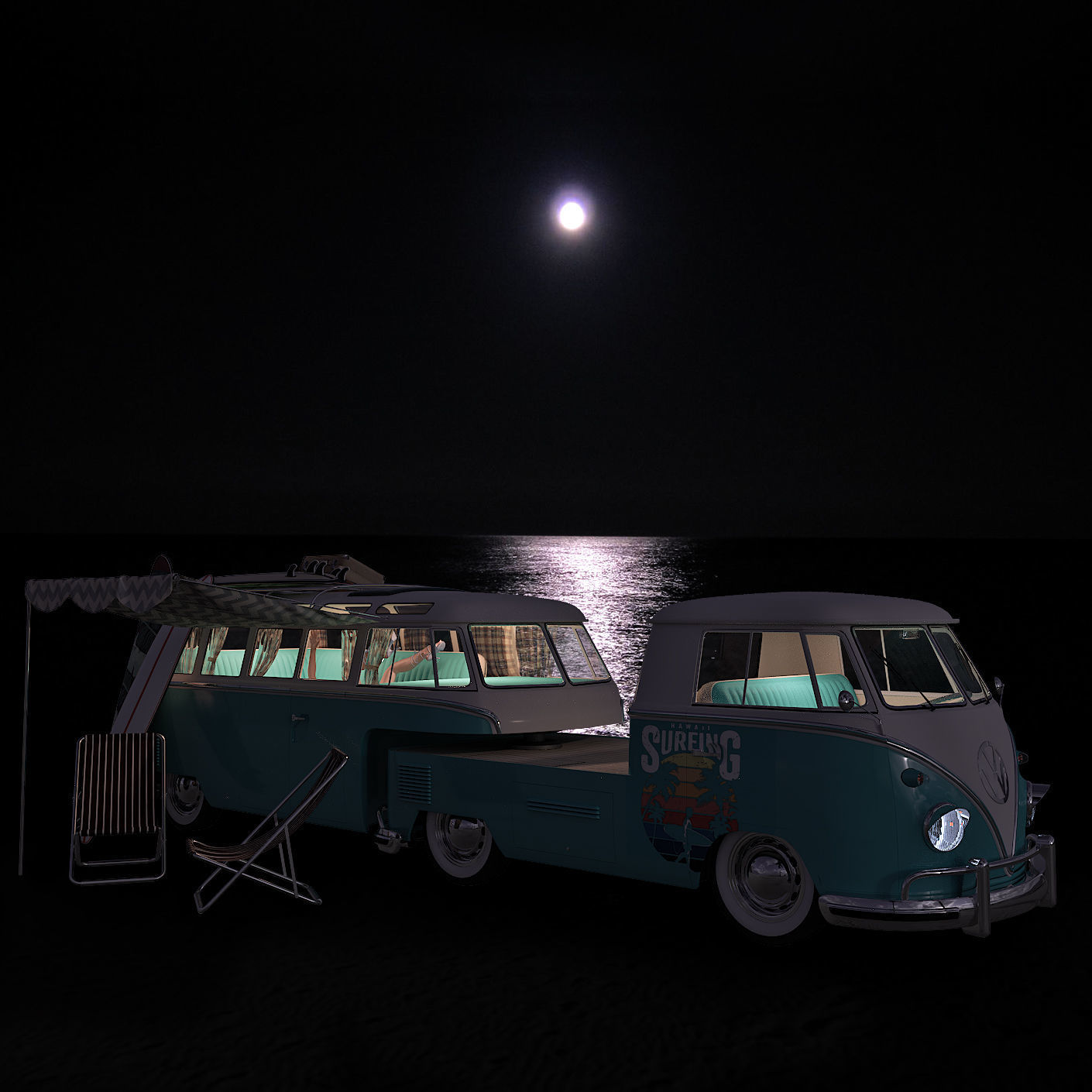 Volkswagen Camper T1 Surfing  3D model_9