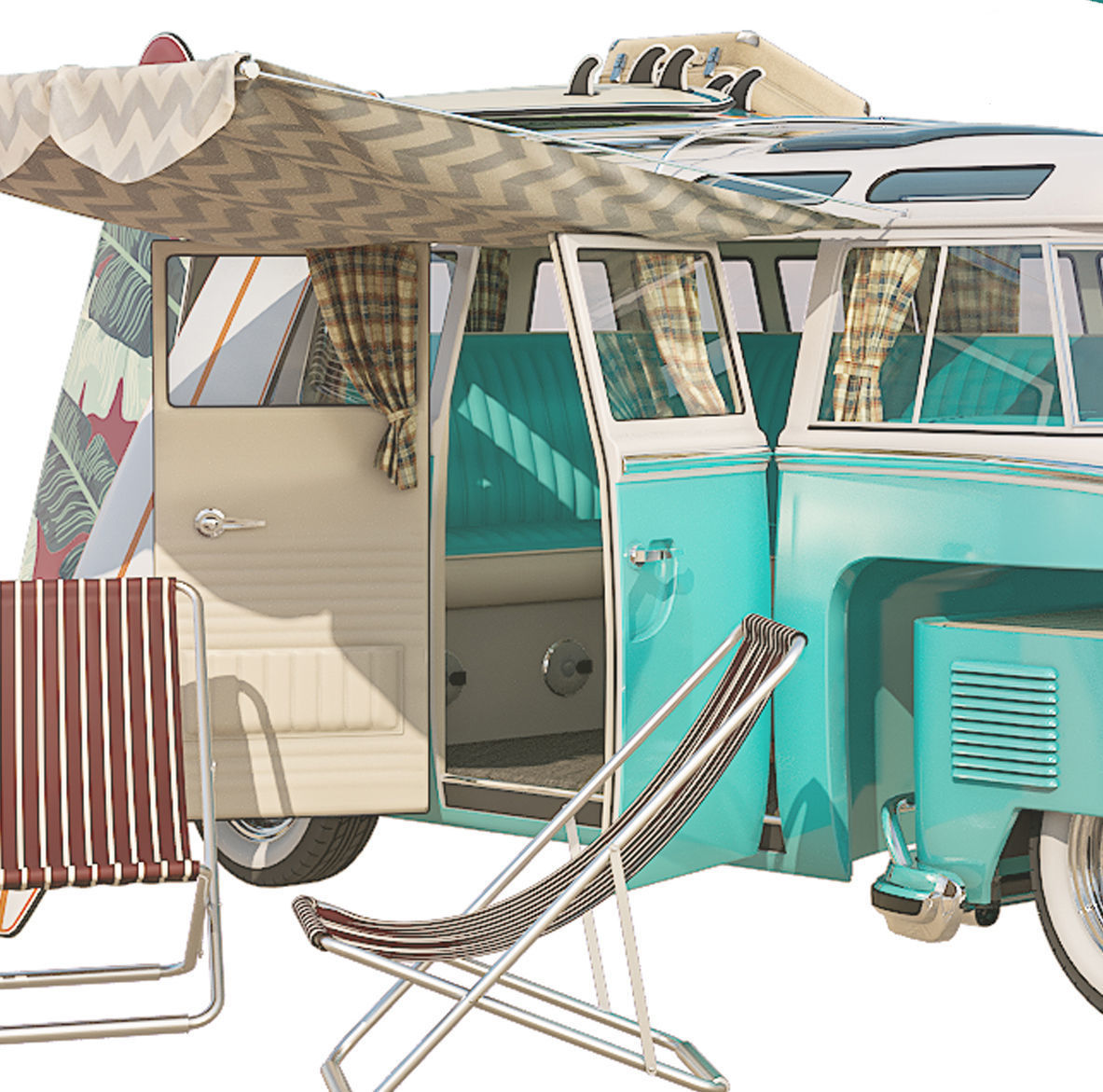 Volkswagen Camper T1 Surfing  3D model_7