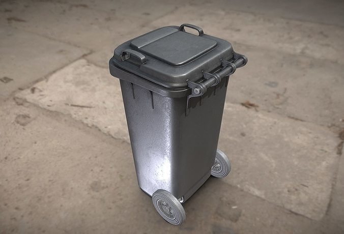 Black Plastic Waste Bin 120 Liters 945x393x480 Low-poly 3D model