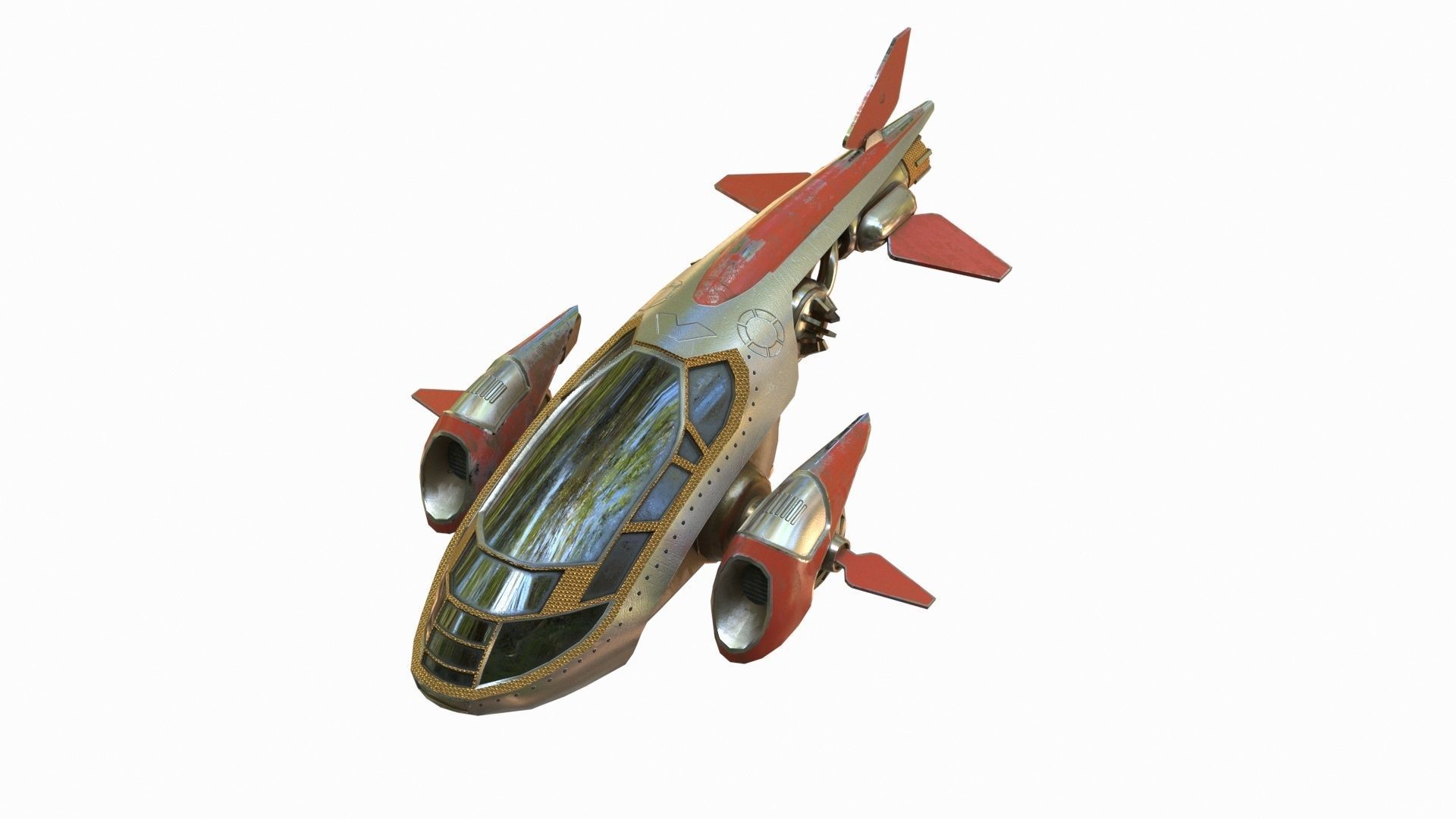 Small Spaceship   Low-poly 3D model_1