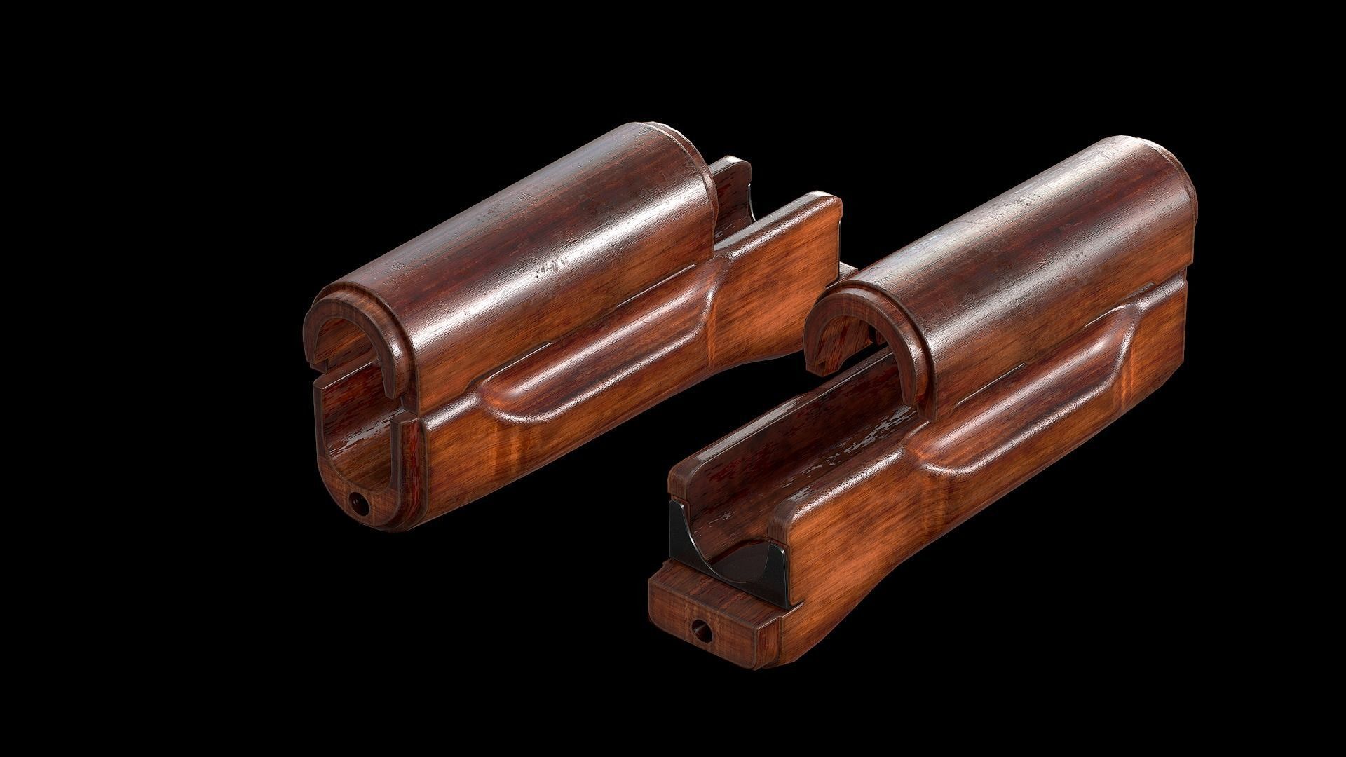 AK - Handguard - AK74 Wood Std Low-poly 3D model_7