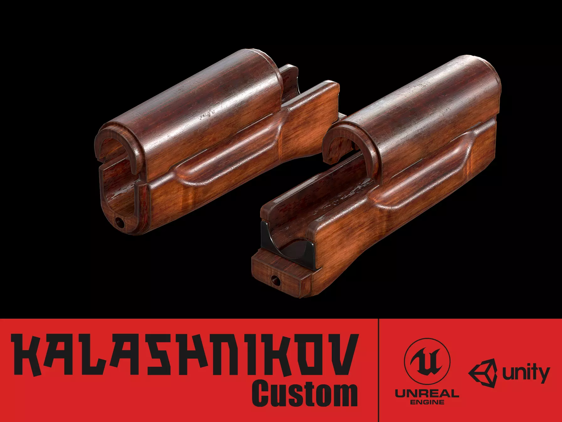 AK - Handguard - AK74 Wood Std Low-poly 3D model_0