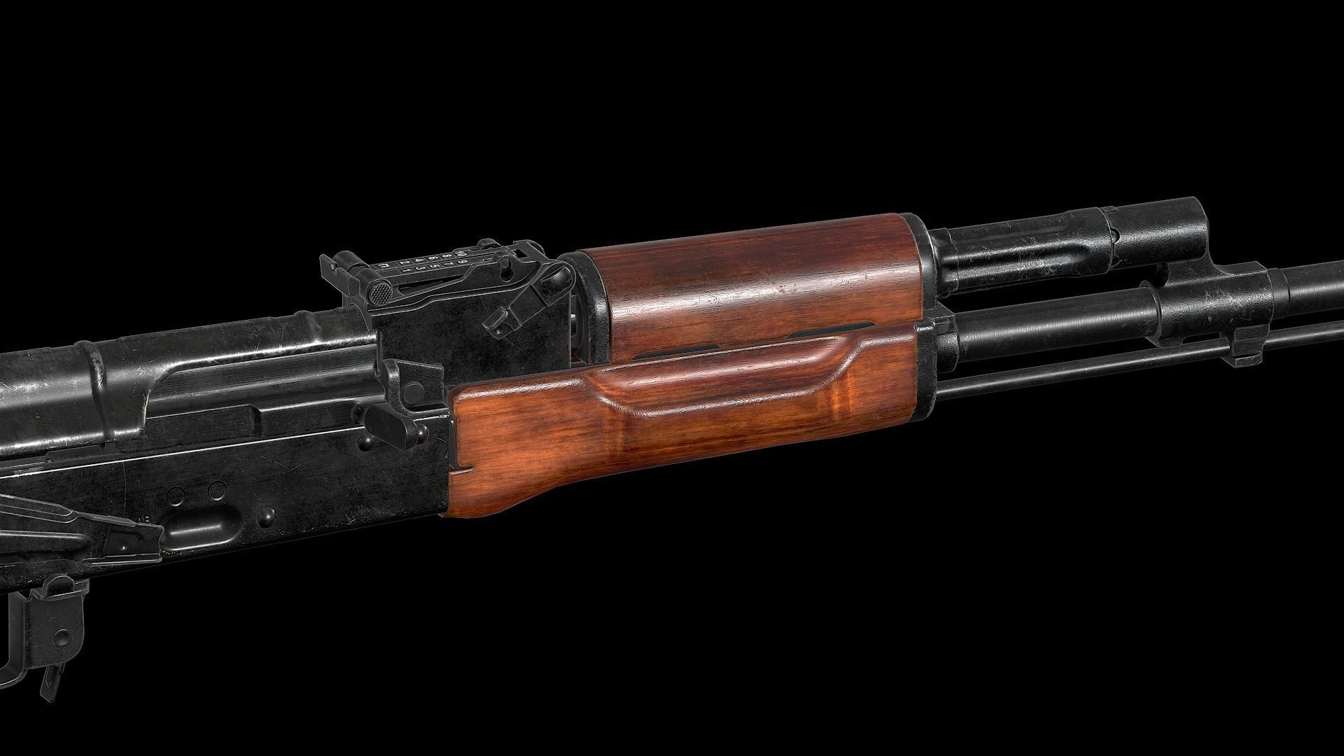 AK - Handguard - AK74 Wood Std Low-poly 3D model_11