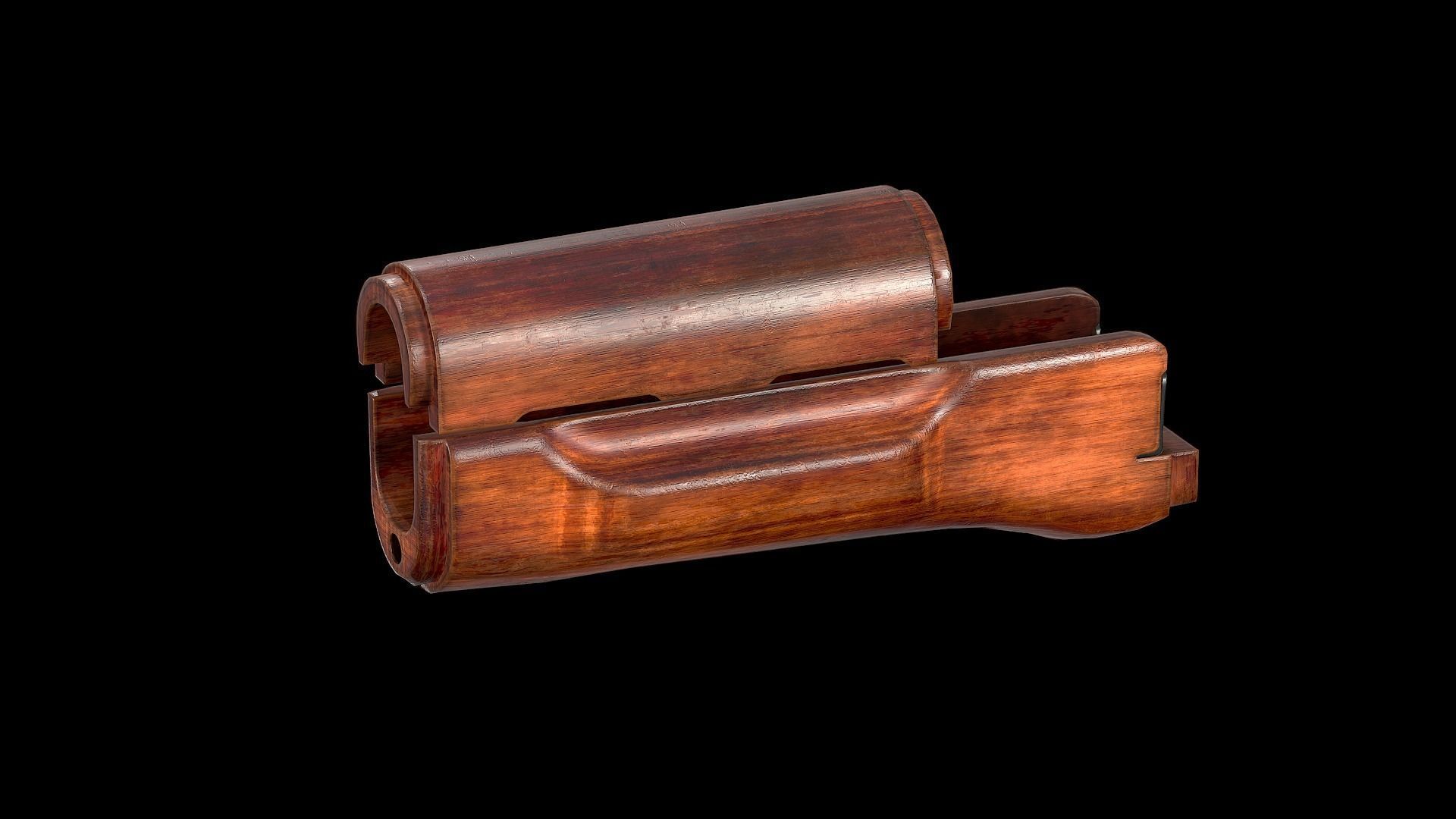 AK - Handguard - AK74 Wood Std Low-poly 3D model_1