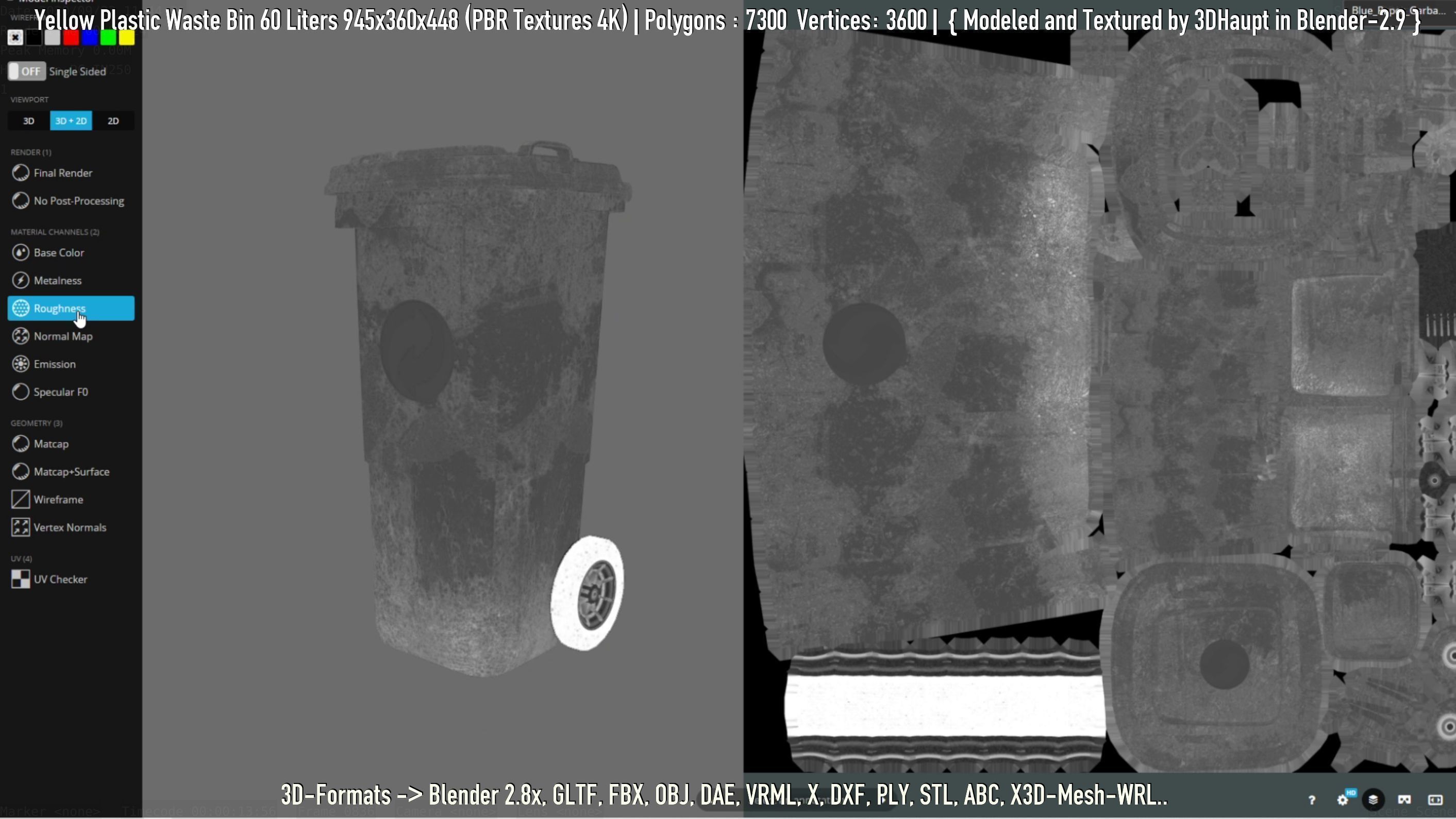 Yellow Plastic Waste Bin 60 Liters 945x360x448 Low-poly 3D model_26