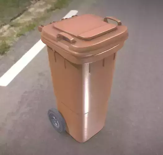 Brown plastic waste bin 60 liters 936x550x482