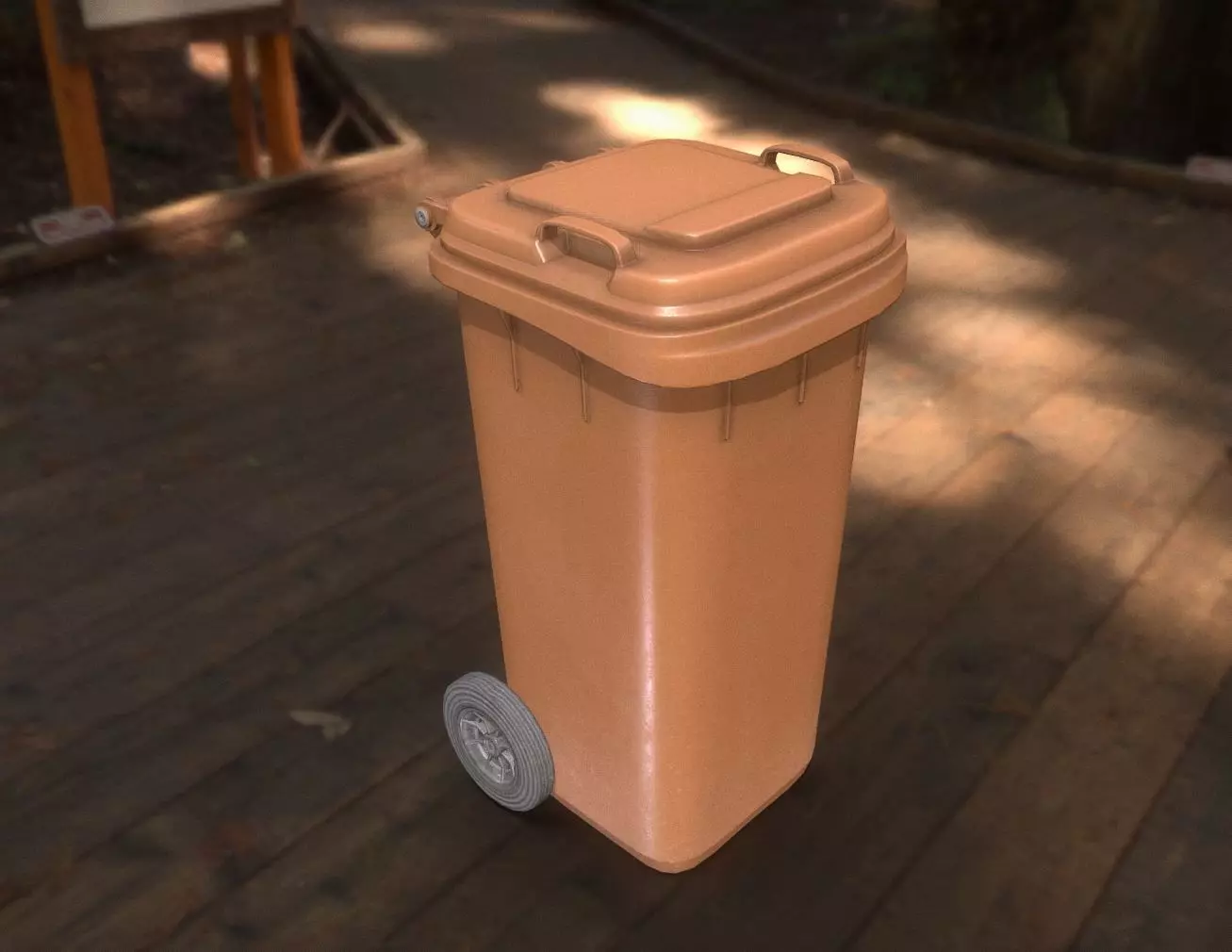 Brown Plastic Waste Bin 120 Liters 945x393x480 Low-poly 3D model