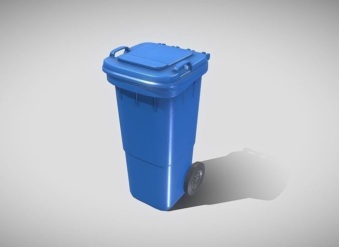 Plastic Waste Bin Blue 60 Liters 945x360x448 Low-poly 3D model