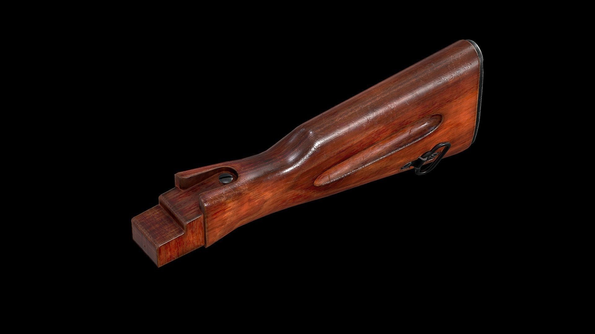 AK - STOCK - AK74 WOOD STD Low-poly 3D model_4