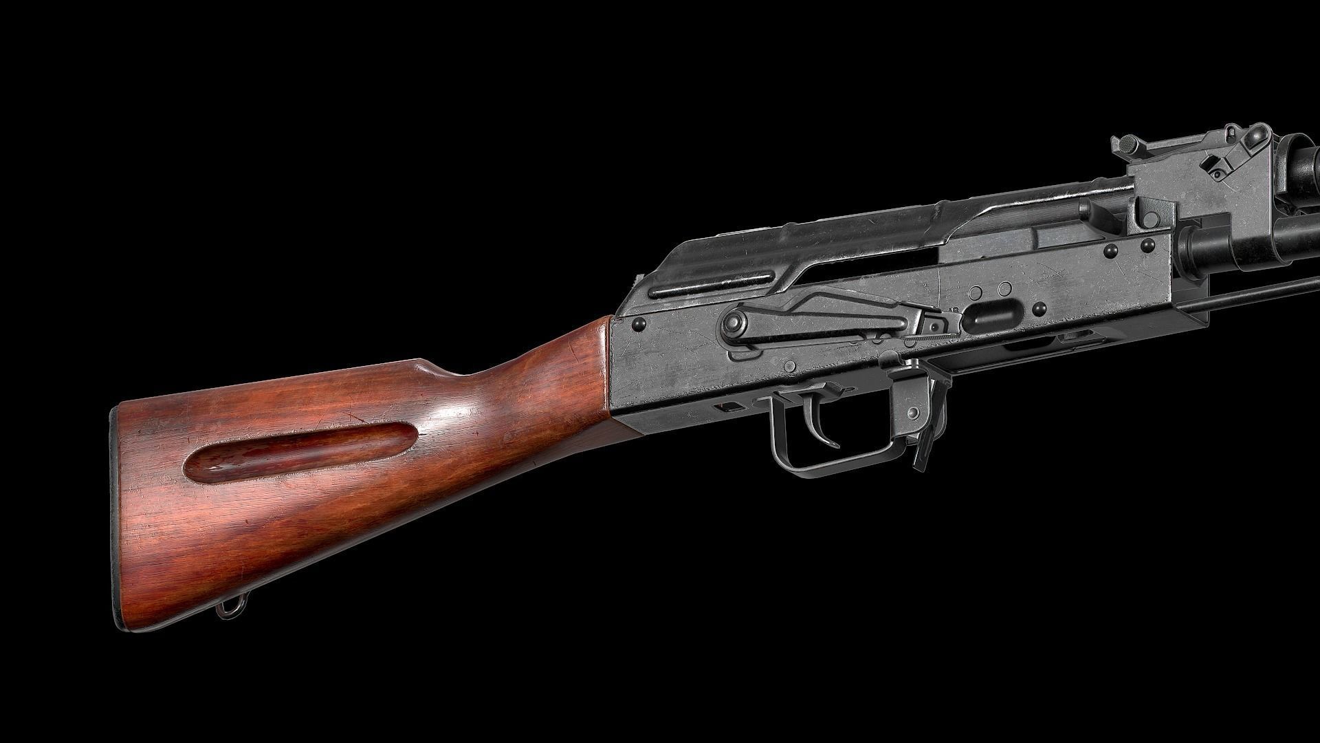 AK - STOCK - AK74 WOOD STD Low-poly 3D model_12