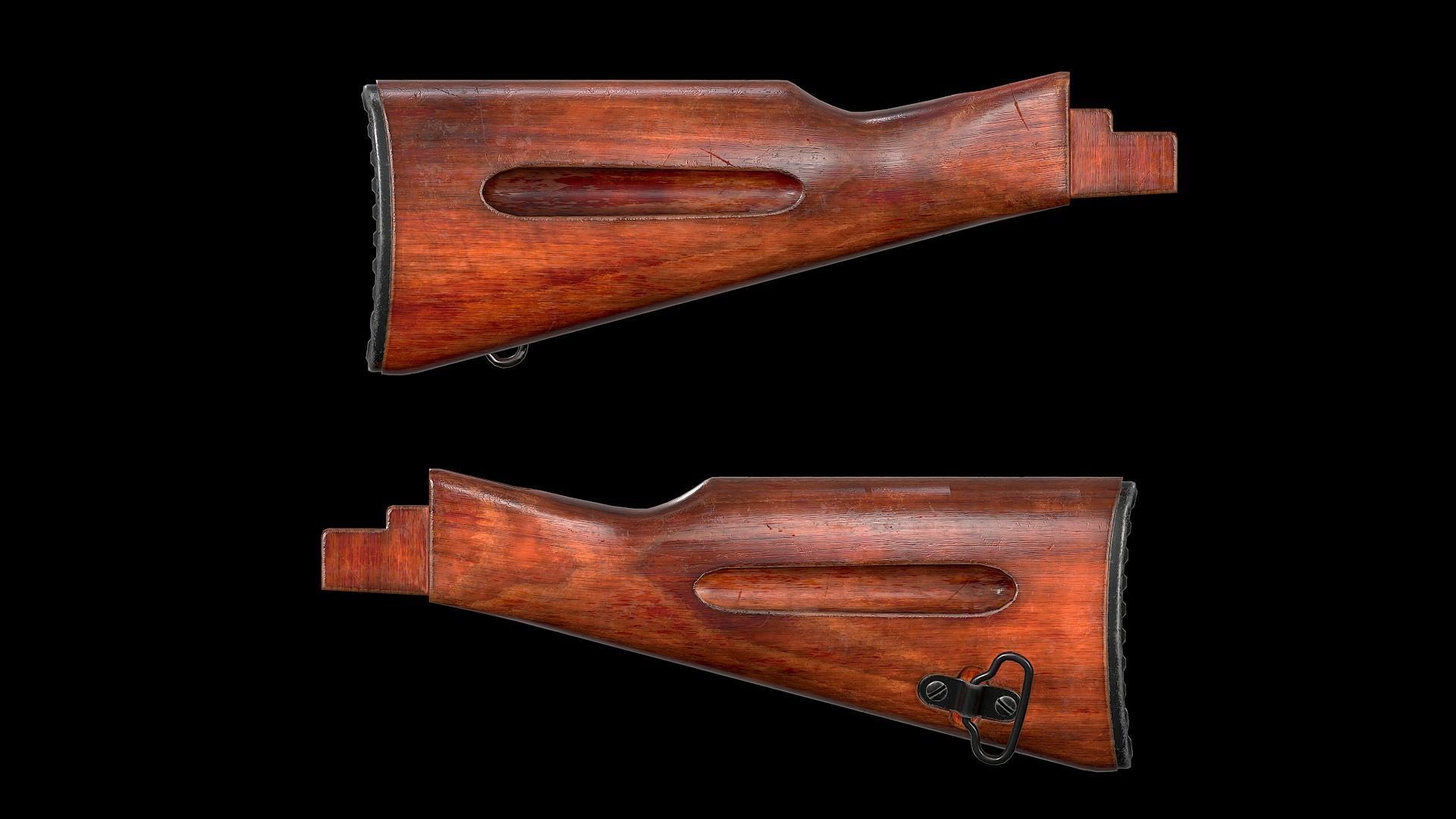 AK - STOCK - AK74 WOOD STD Low-poly 3D model_9