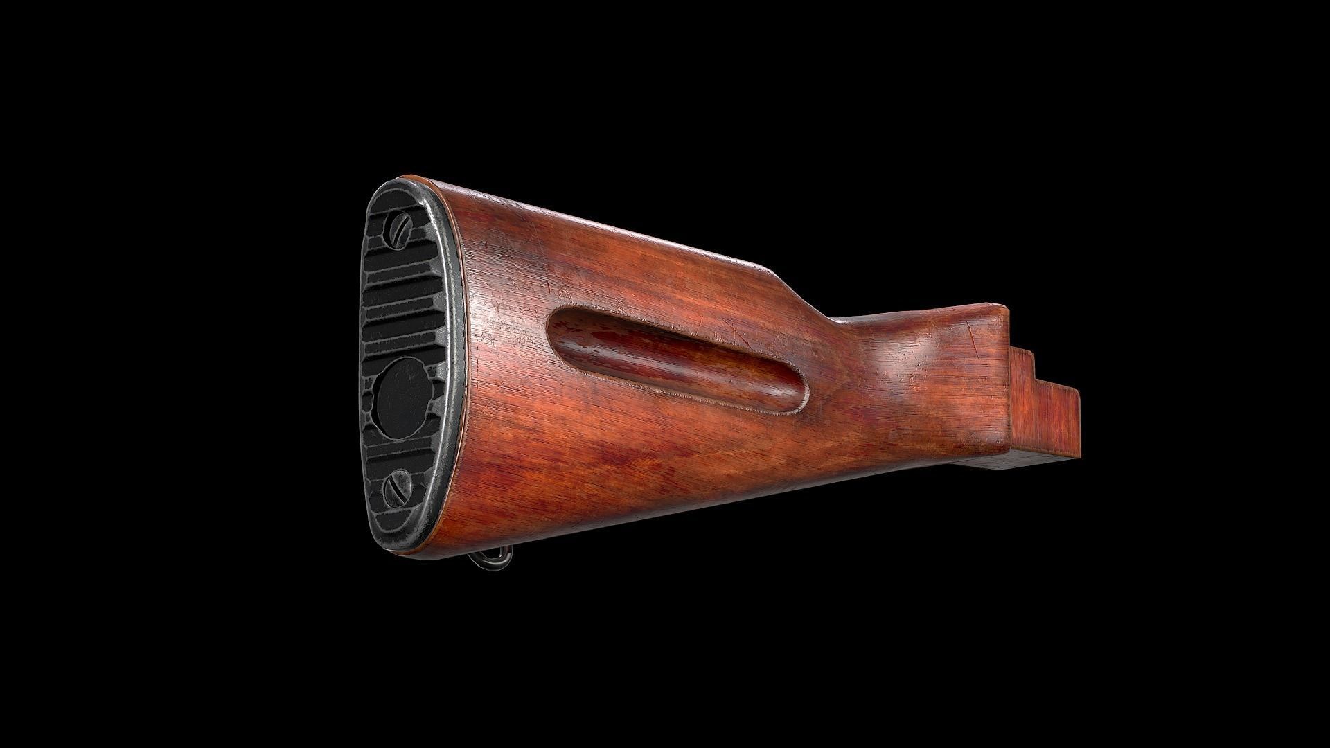 AK - STOCK - AK74 WOOD STD Low-poly 3D model_2