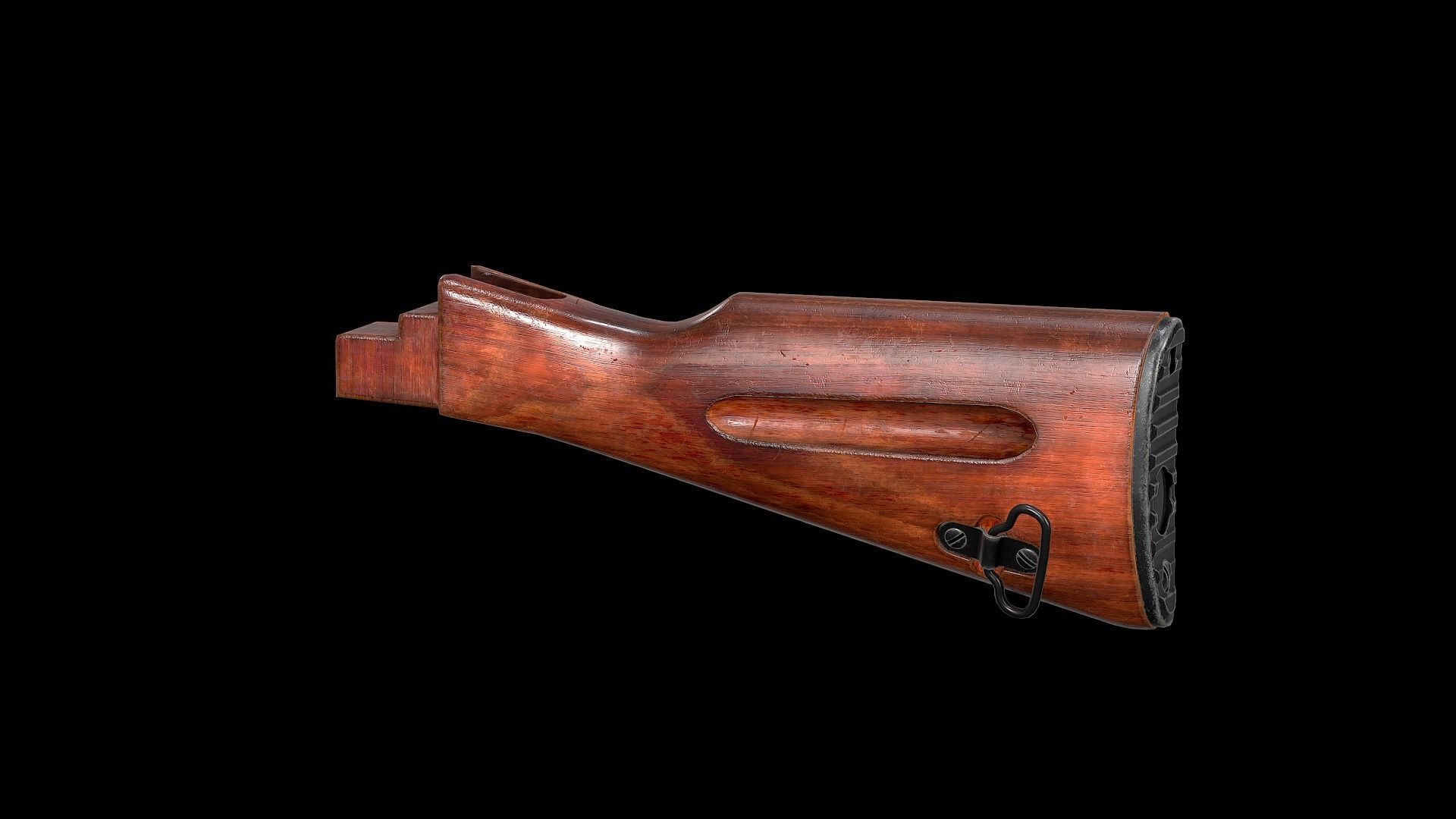 AK - STOCK - AK74 WOOD STD Low-poly 3D model_5