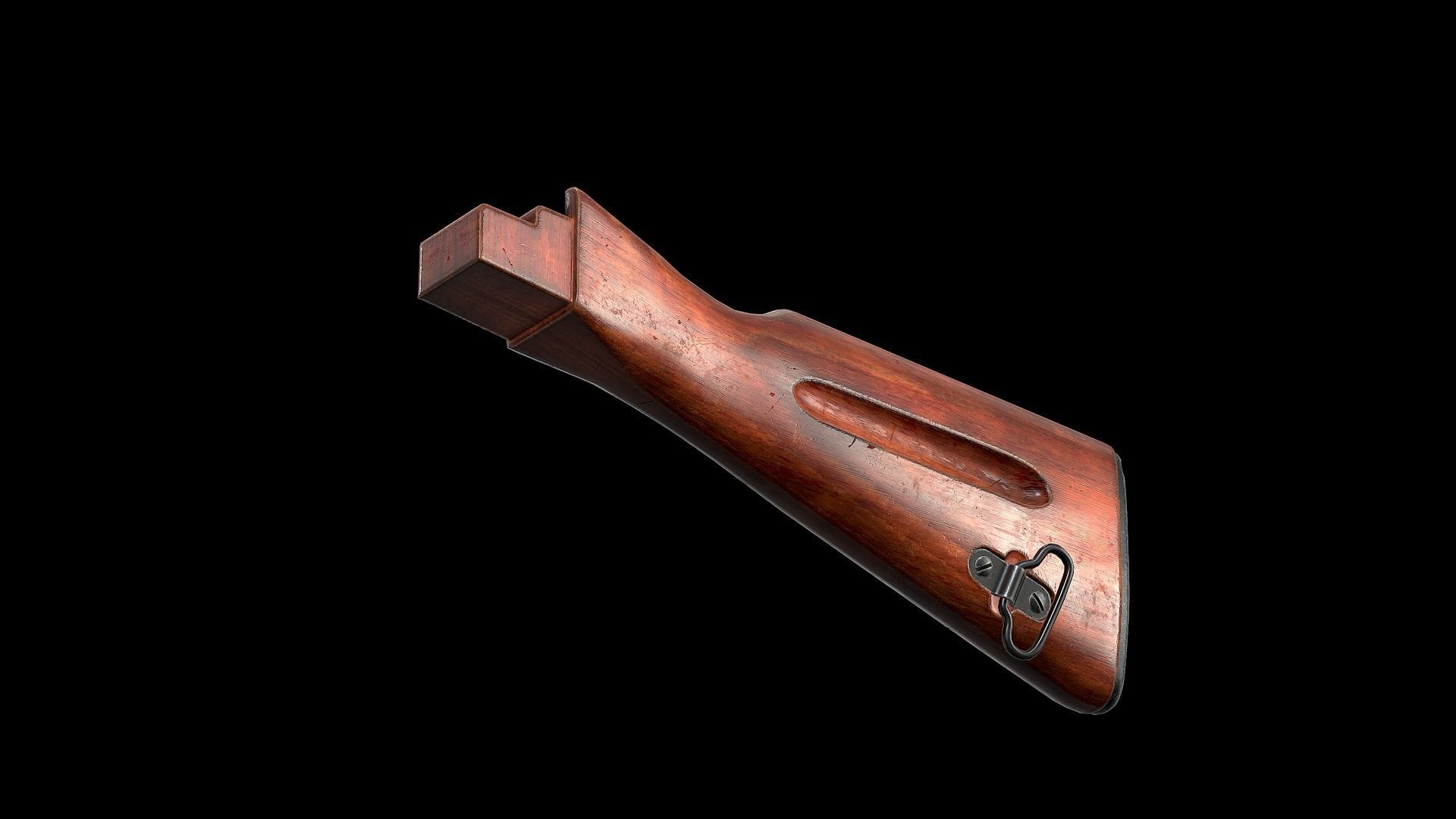 AK - STOCK - AK74 WOOD STD Low-poly 3D model_6