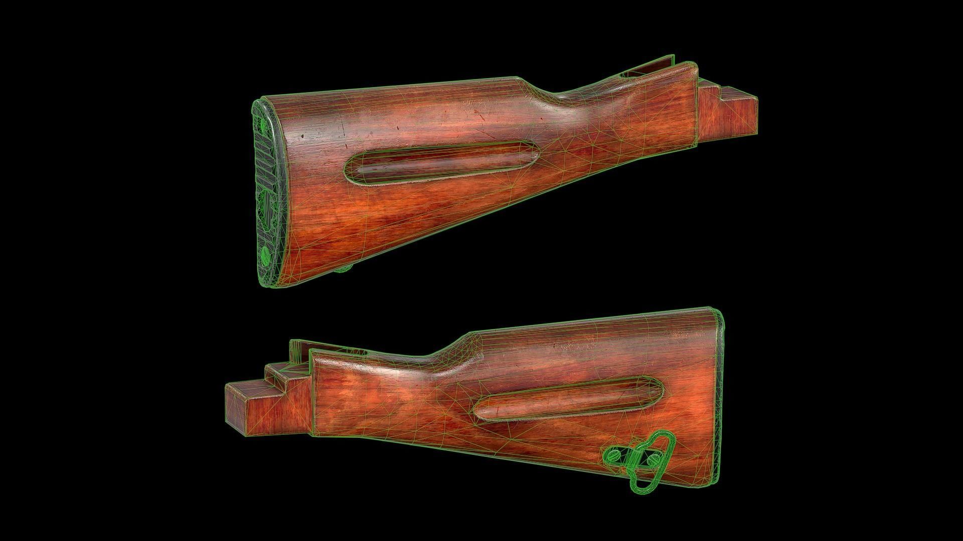 AK - STOCK - AK74 WOOD STD Low-poly 3D model_8