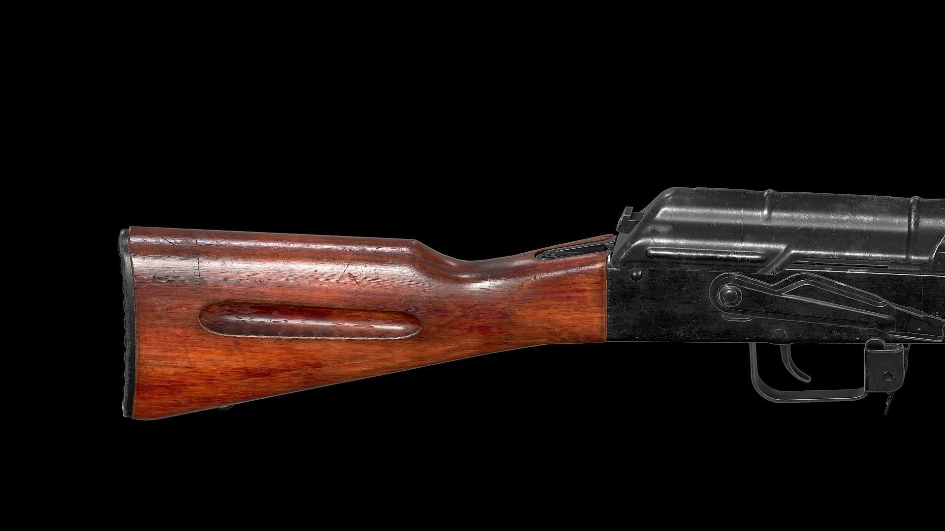 AK - STOCK - AK74 WOOD STD Low-poly 3D model_11