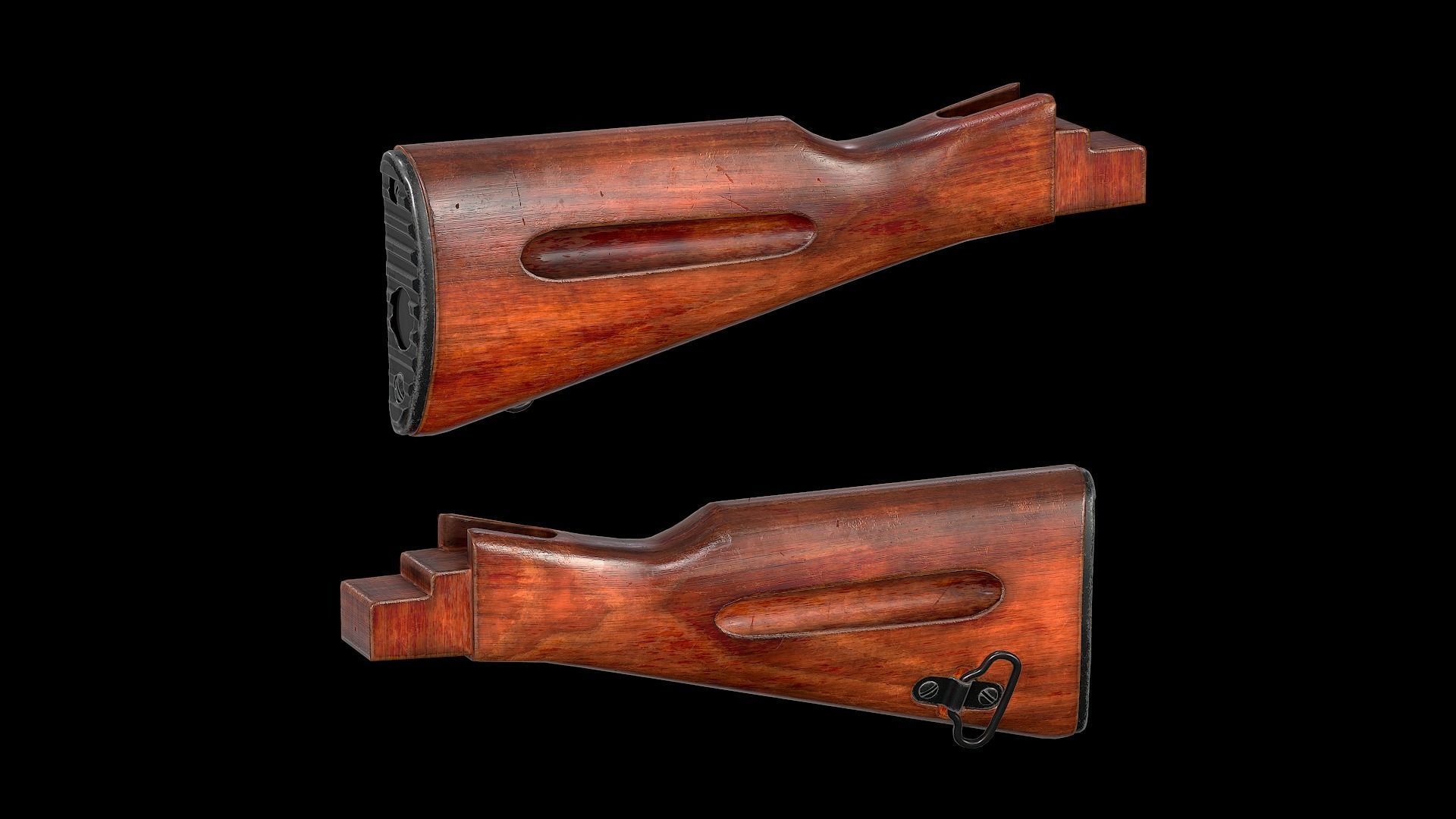 AK - STOCK - AK74 WOOD STD Low-poly 3D model_7