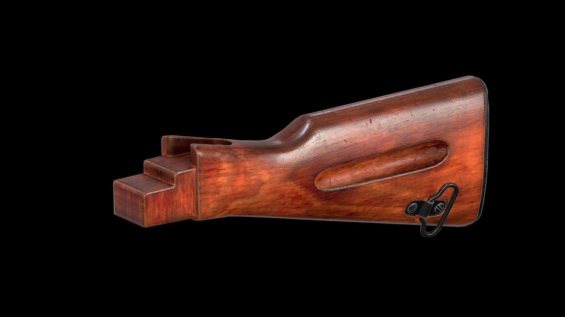 AK - STOCK - AK74 WOOD STD Low-poly 3D model_1