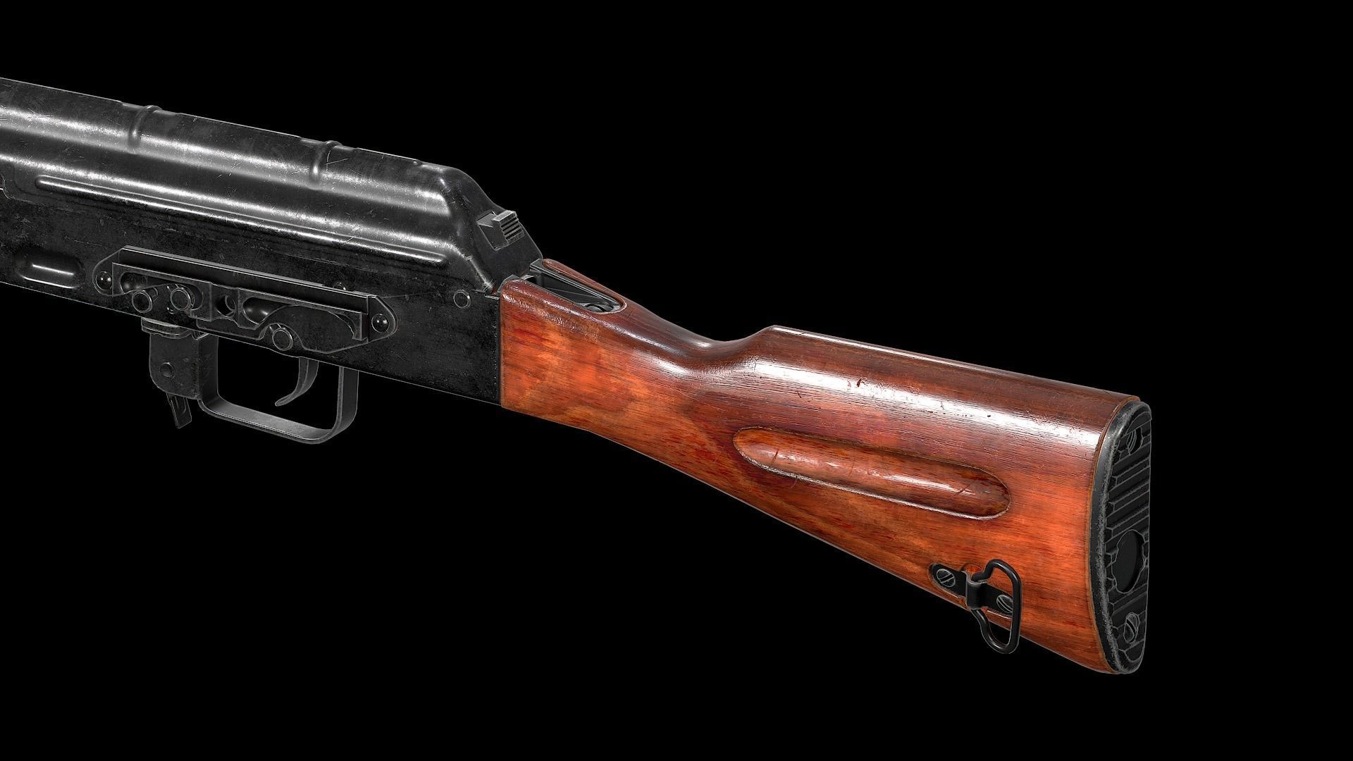 AK - STOCK - AK74 WOOD STD Low-poly 3D model_10