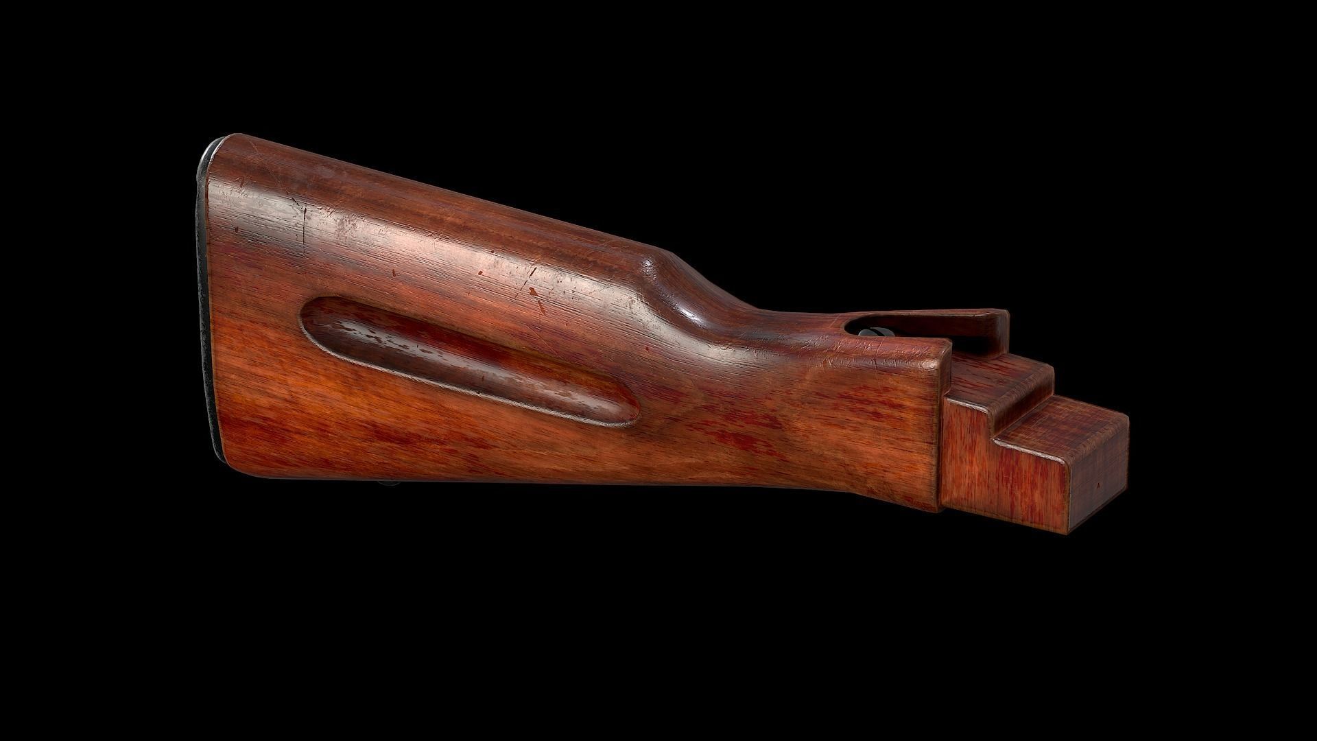 AK - STOCK - AK74 WOOD STD Low-poly 3D model_3