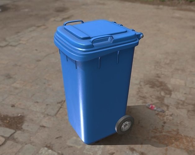 Plastic Waste Bin Blue 240 Liters 1075x515x582 Low-poly 3D model