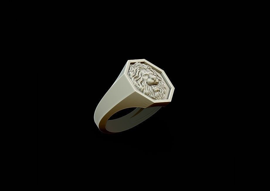 Lion ring 3D print model_3