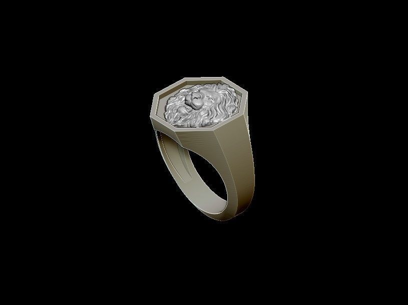 Lion ring 3D print model_4