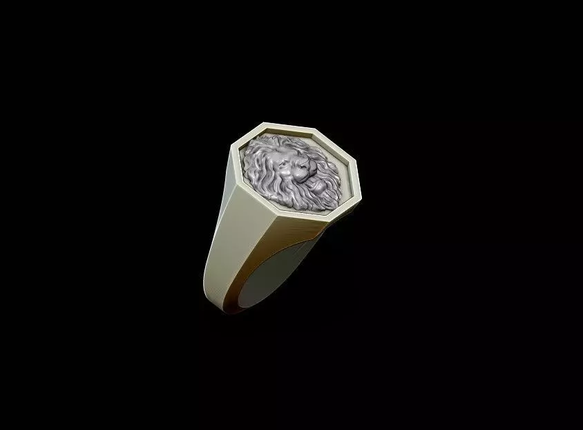 Lion ring 3D print model_0