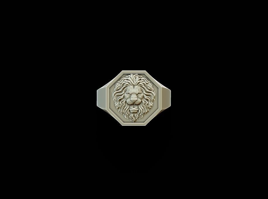 Lion ring 3D print model_1
