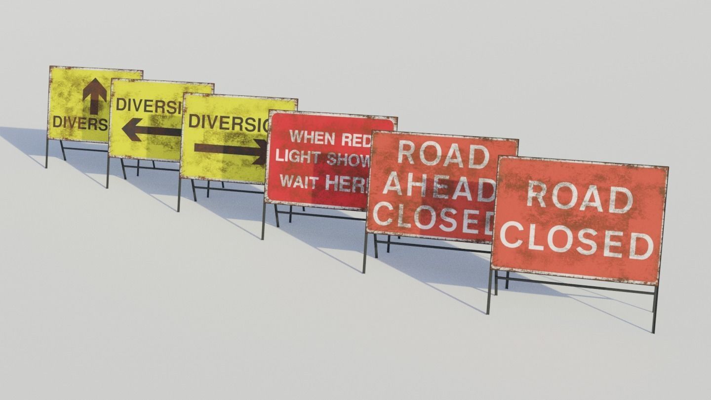 Temporary Traffic Sign - Low-poly PBR Low-poly 3D model_2