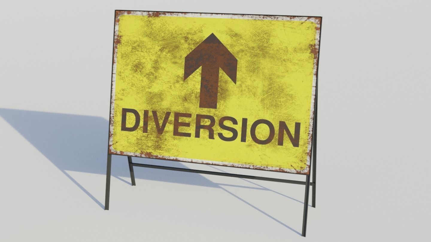 Temporary Traffic Sign - Low-poly PBR Low-poly 3D model_4