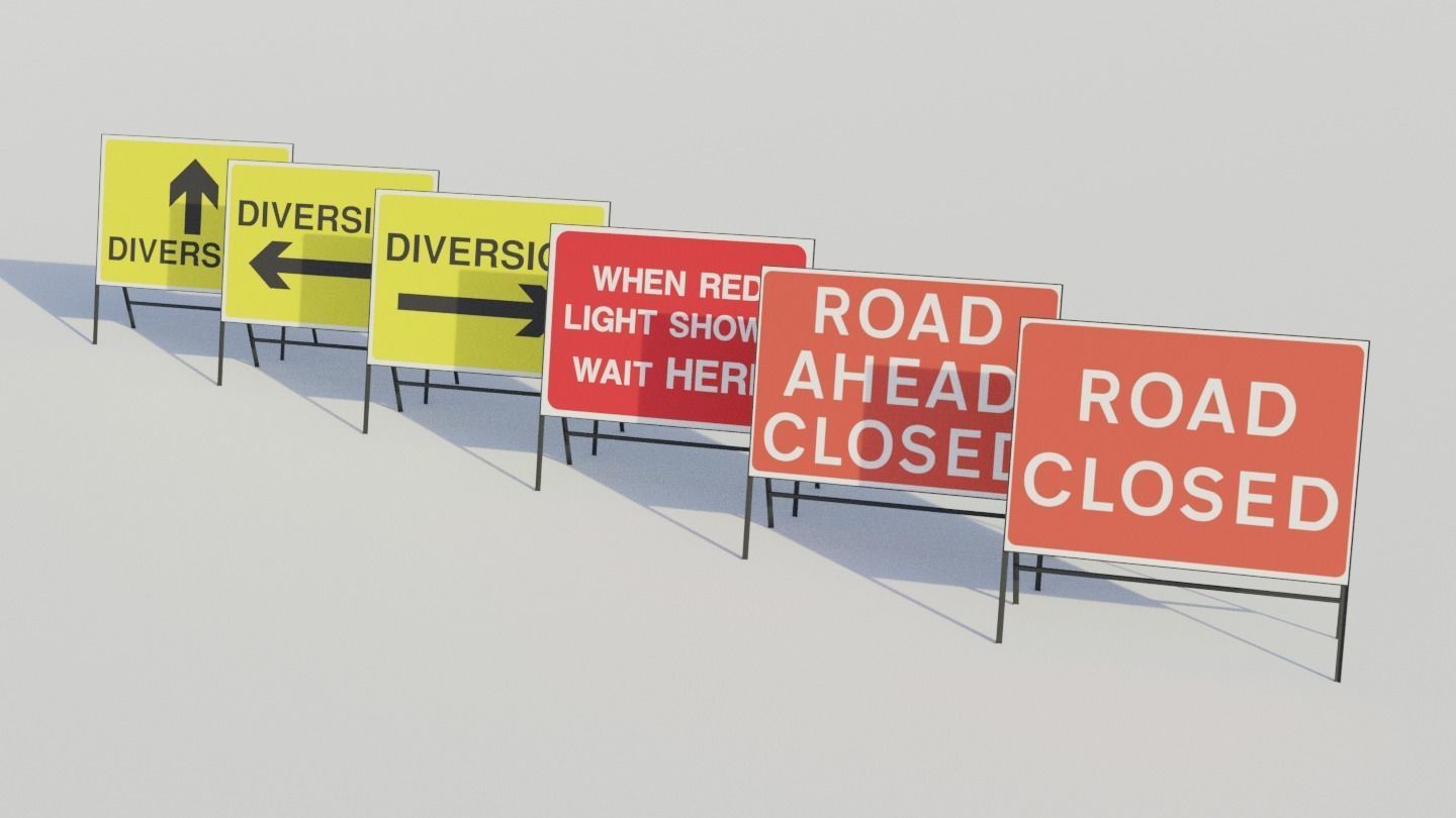 Temporary Traffic Sign - Low-poly PBR Low-poly 3D model_3