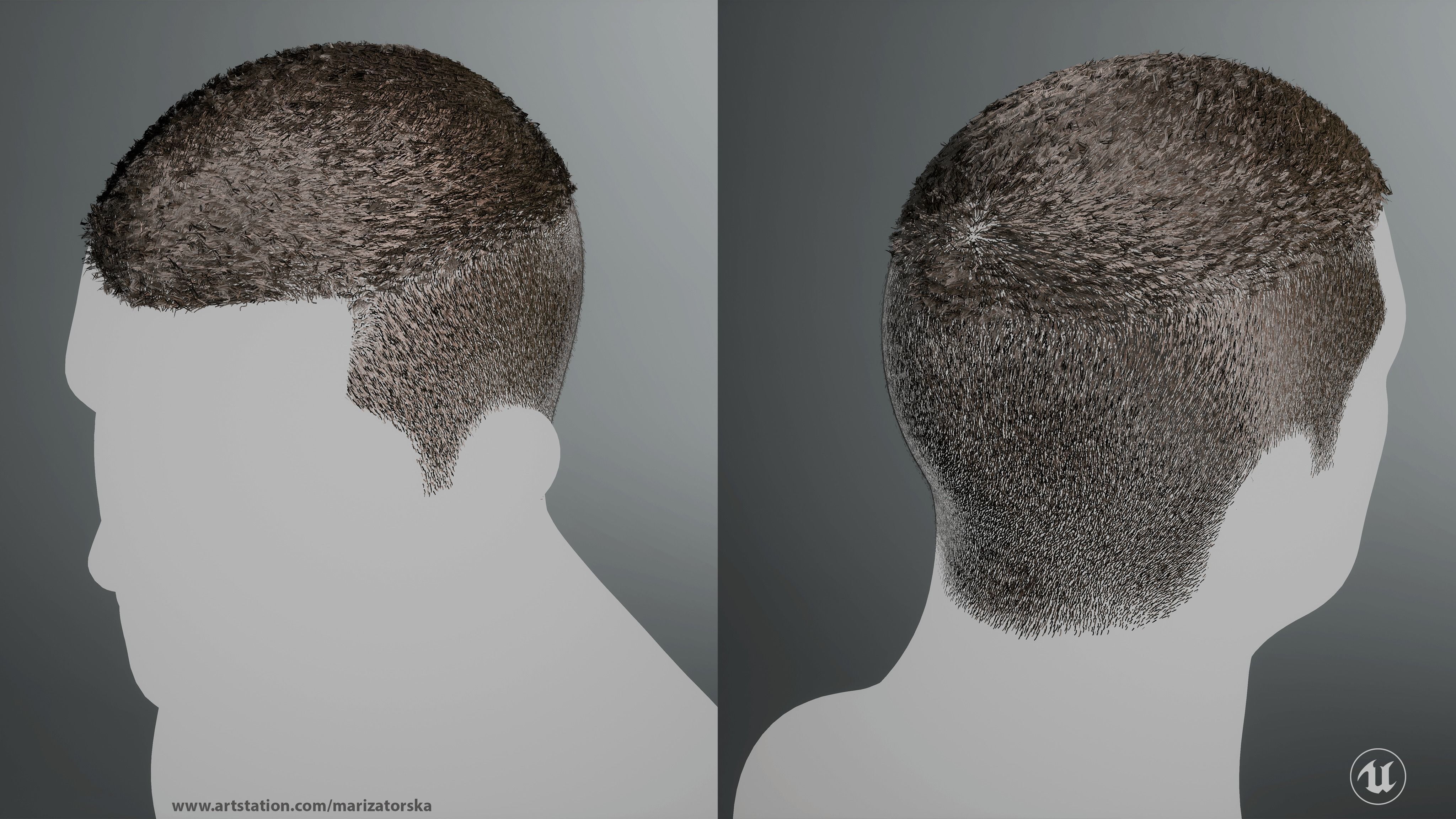 Realtime Male Hair - Short Haircut Low-poly 3D model_3