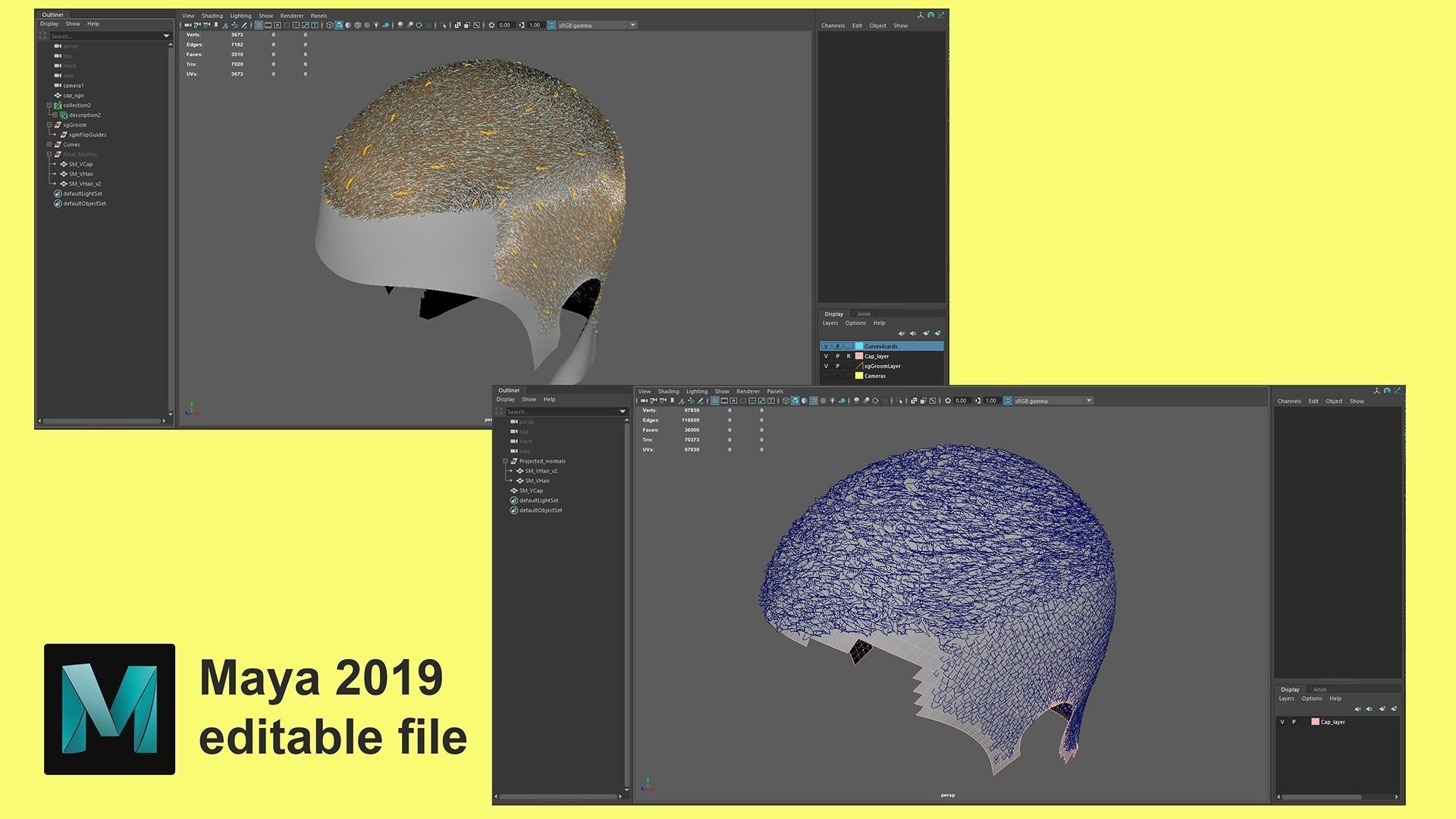 Realtime Male Hair - Short Haircut Low-poly 3D model_6