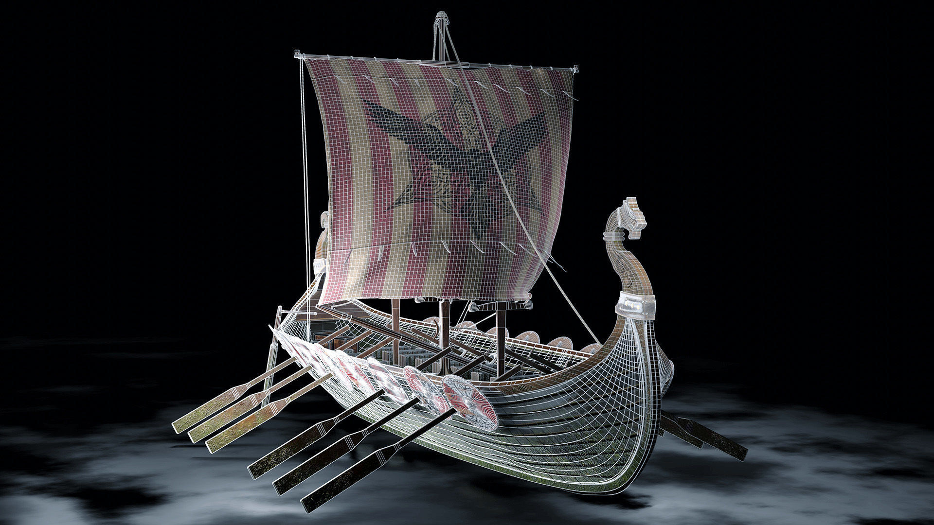 Viking boat - viking ship- longship 3D model_13