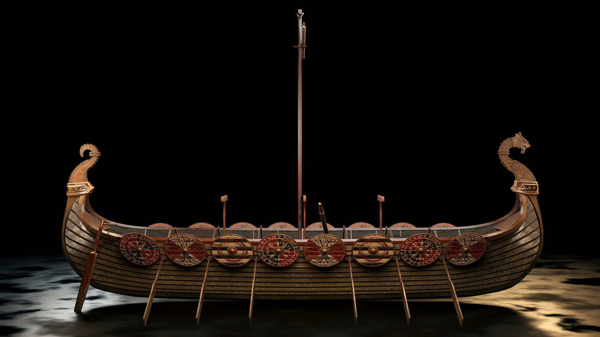 Viking boat - viking ship- longship 3D model_6