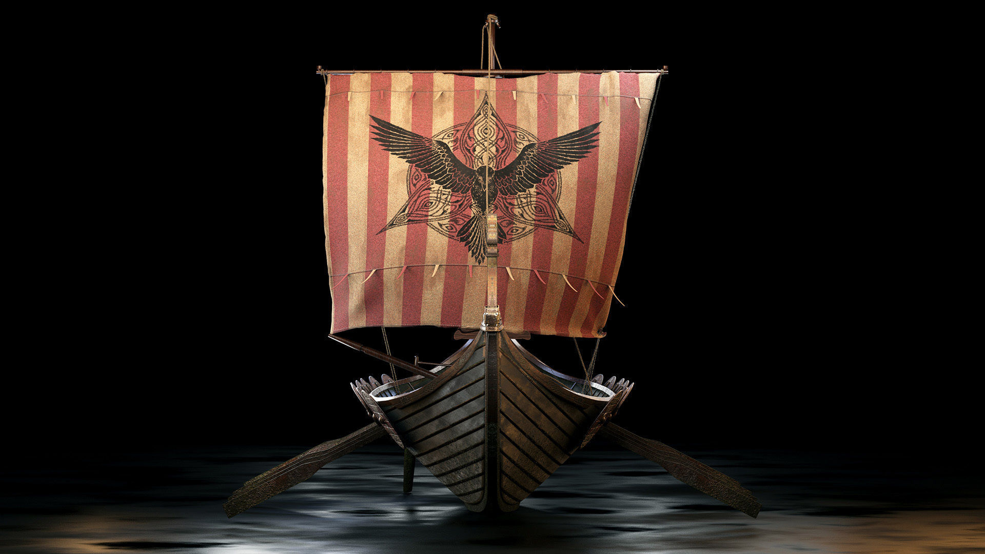 Viking boat - viking ship- longship 3D model_3