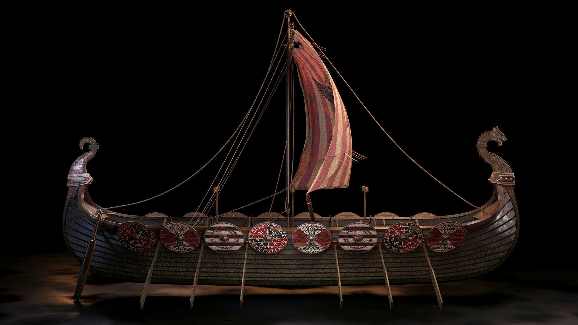 Viking boat - viking ship- longship 3D model_1